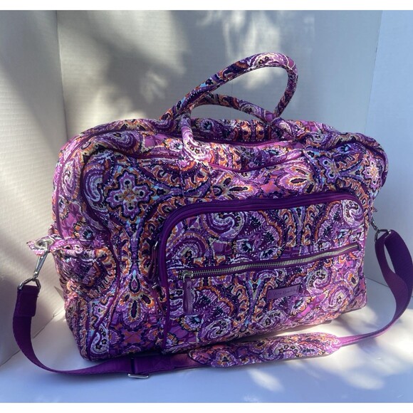Vera Bradley Grand Traveler Weekender Bag Dream Paisley Purple Tapestry - Picture 8 of 16